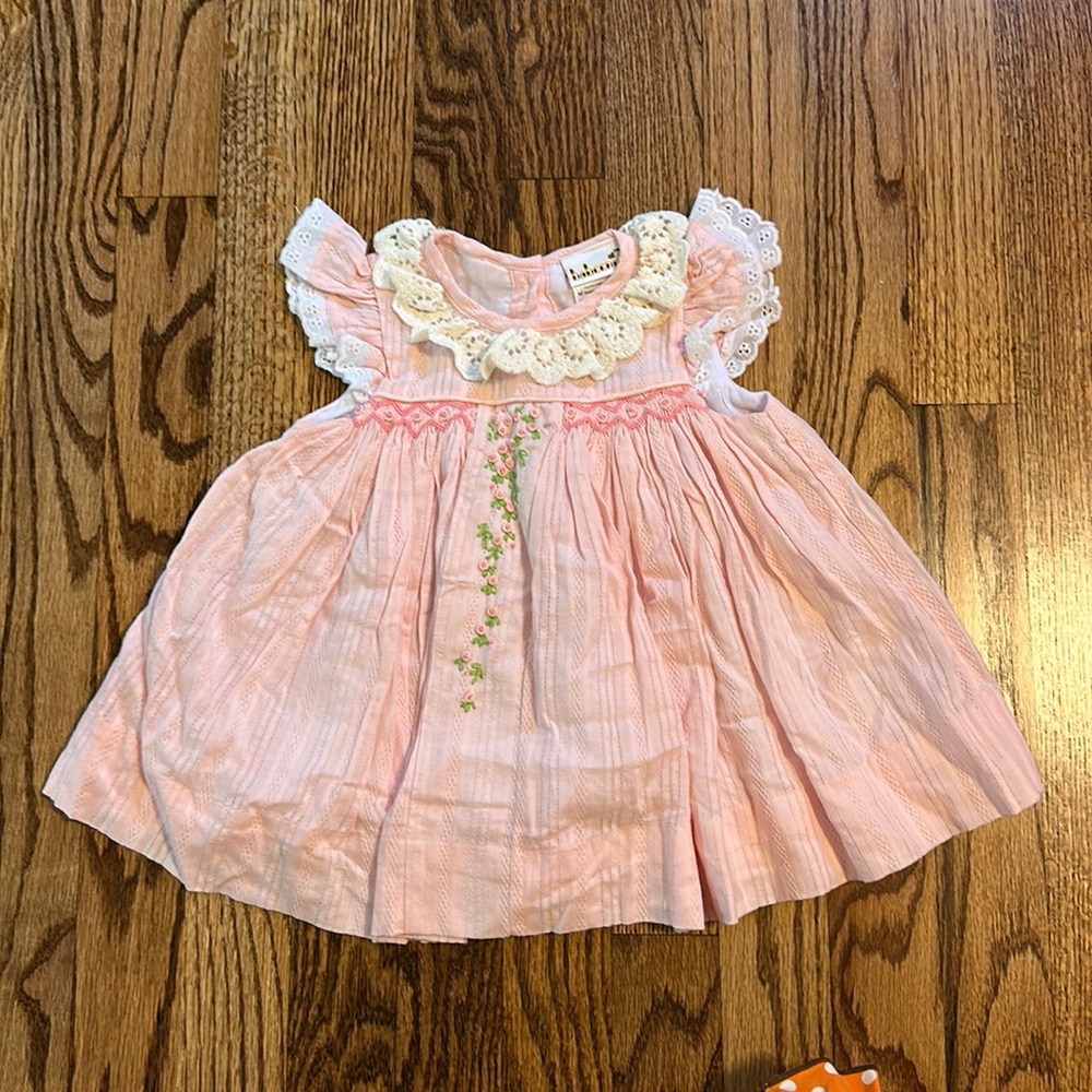 Babeeni 6m pink dress with flowers smocked and crochet beautiful